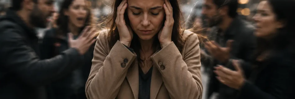 femme hypersensible absorbant émotions des autres fatigue émotionnelle stress mental dans la rue