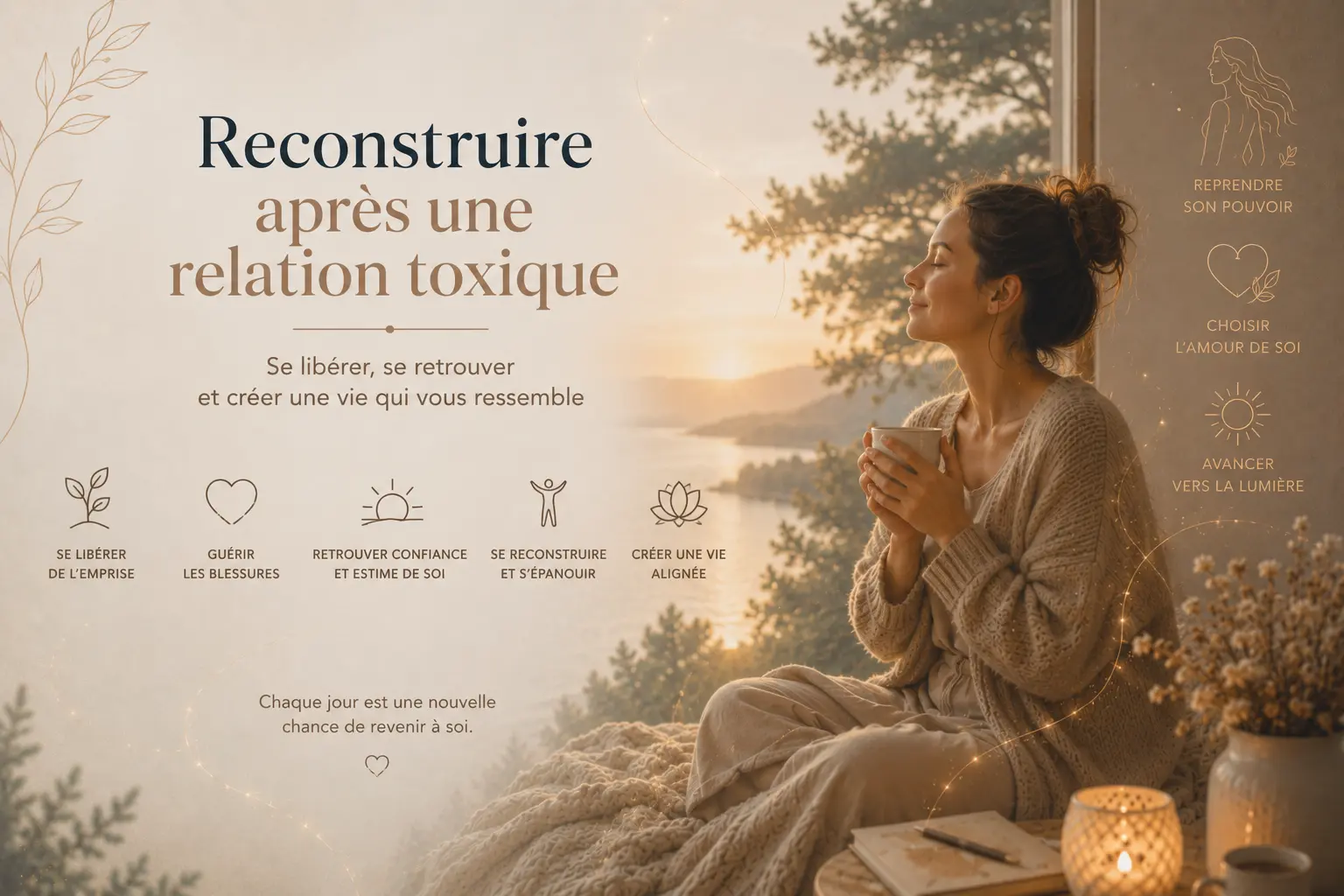 Illustration de reconstruction émotionnelle après une relation toxique et une emprise émotionnelle