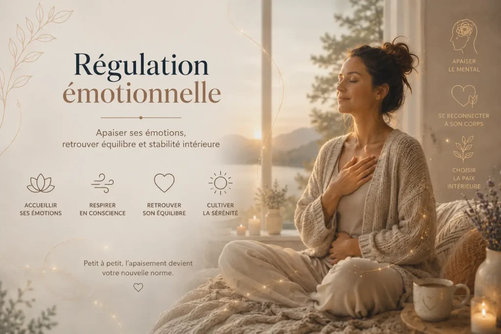 Illustration de régulation émotionnelle et d’apaisement du système nerveux après un stress émotionnel