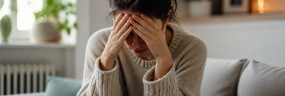 femme stressée surcharge mentale tête dans les mains fatigue mentale émotionnelle