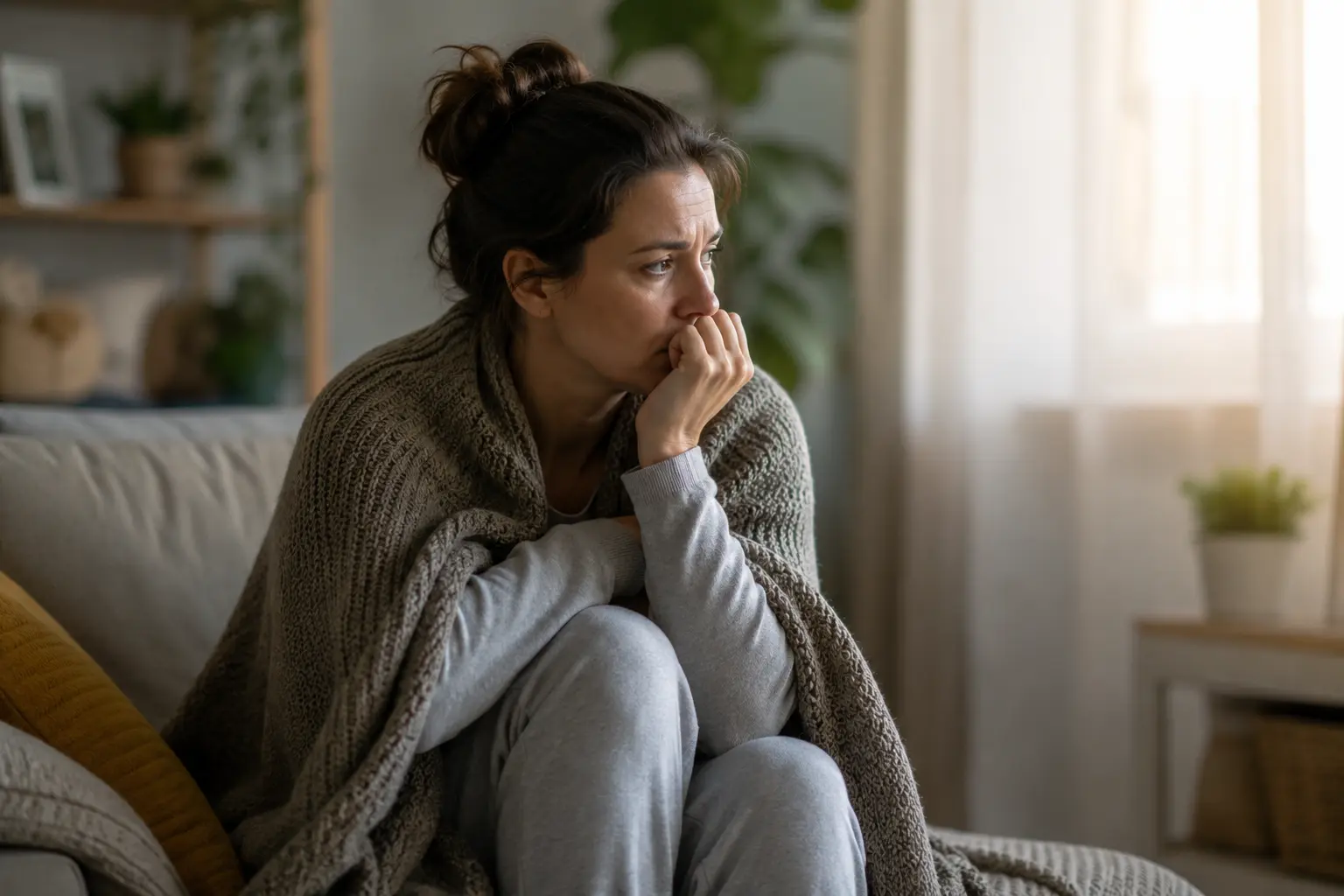 femme anxieuse système nerveux bloqué en mode survie